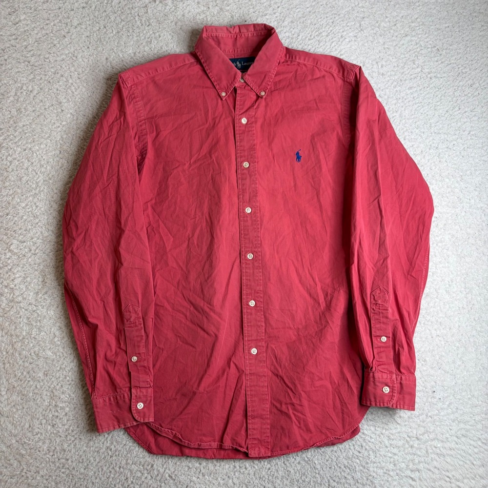 Polo Ralph Lauren Mens Classic Fit Red Cotton Button Down Shirt Size M